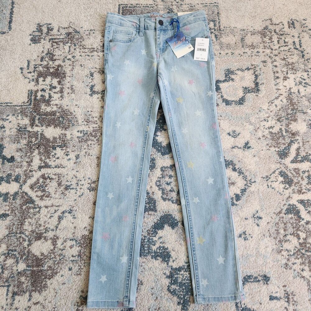 NEW Studio V Jeans Girls 10 Stretch Jegging Skinny Pants Dream Light Blue Stars
